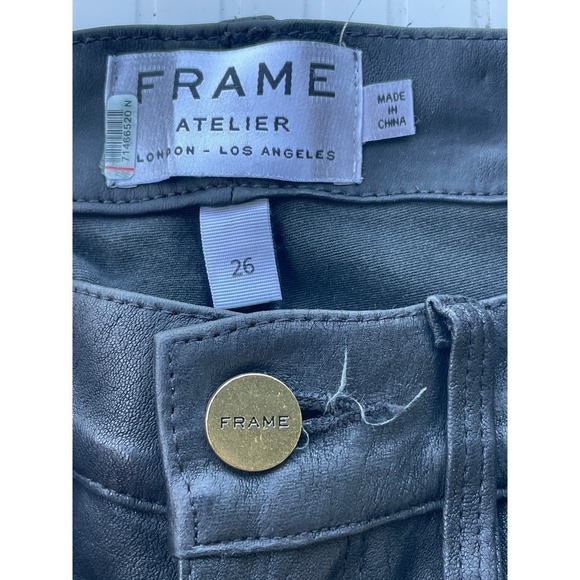 Frame Atelier Le Skinny De Jeanne Leather Pant in Washed Black - Size 26 - Picture 5 of 15